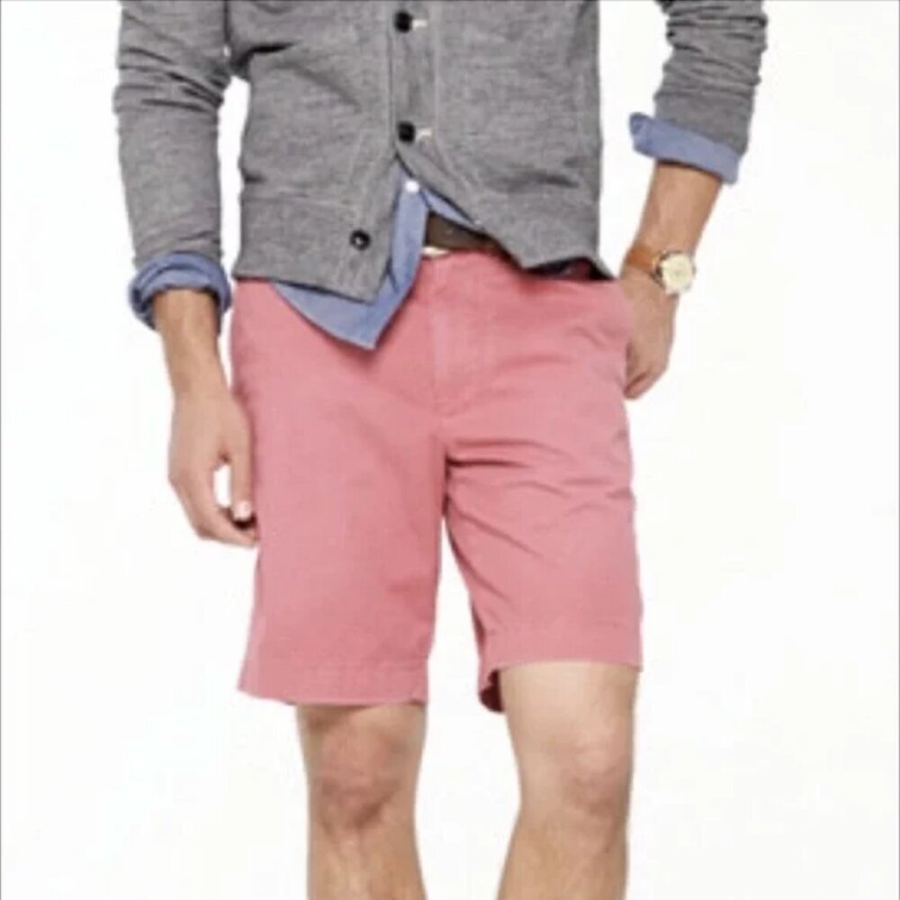 J. Crew Stanton Chino Shorts Mens Size 33 Salmon Pink 9 Inch Cotton Short Preppy